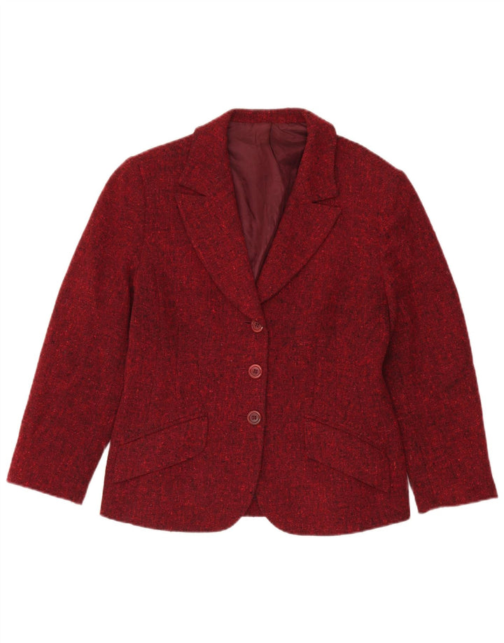 Giacca blazer a 3 bottoni da donna Hobbs UK 12 lana screziata bordeaux media