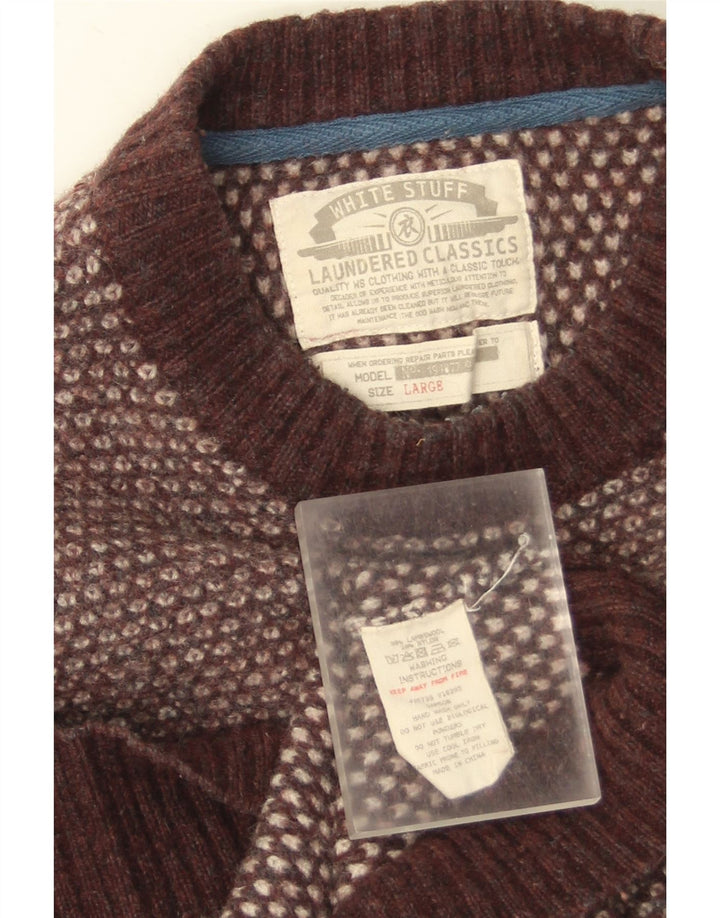 Maglione maglione girocollo da donna White Stuff UK 14 Lana d'agnello marrone grande