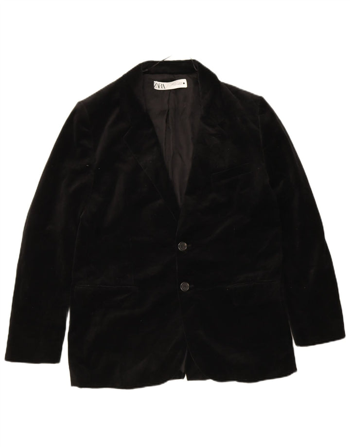 Giacca blazer da uomo a 2 bottoni in velluto Zara UK 38 cotone nero medio