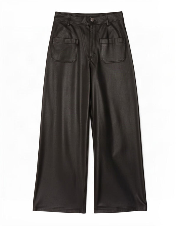 Pantaloni Zara da donna in ecopelle a vita alta EU 36 XS W26 L27 Nero