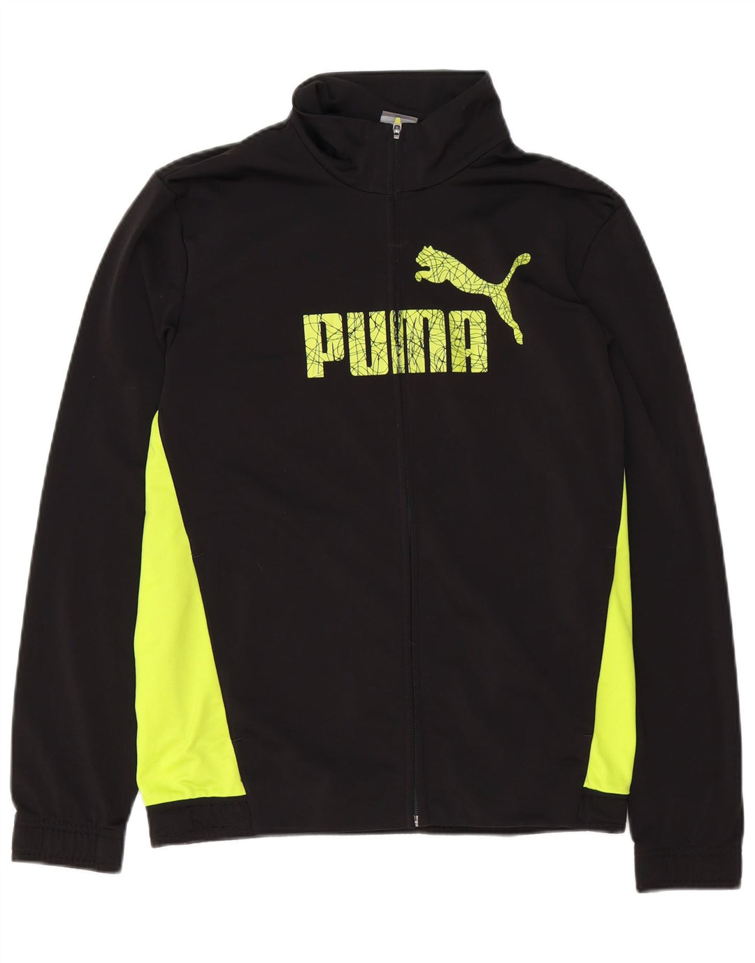 Giacca da ginnastica grafica da uomo Puma Small in poliestere color block nero