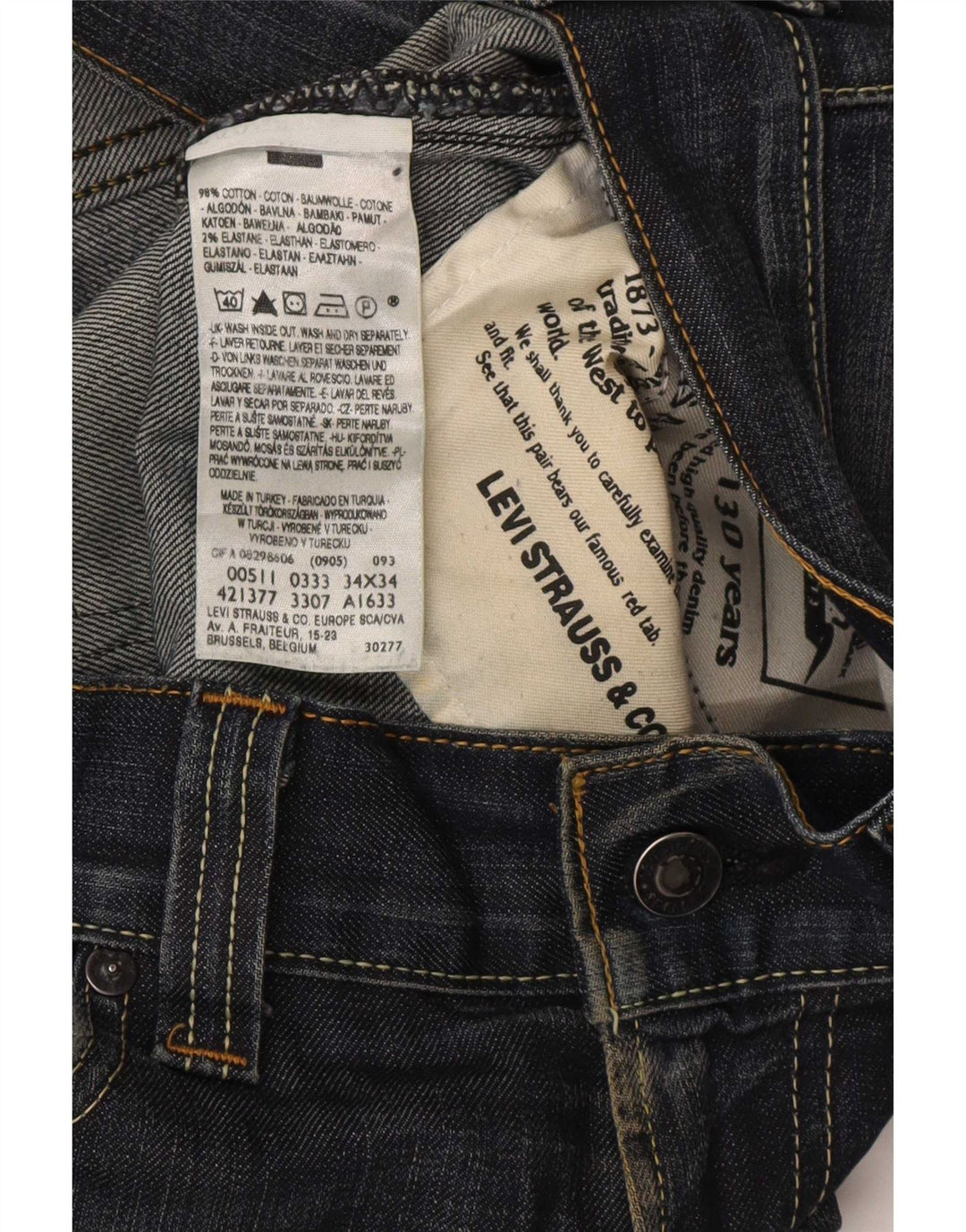 Jeans Levi's Uomo 511 Slim W34 L34 Cotone Blu Navy
