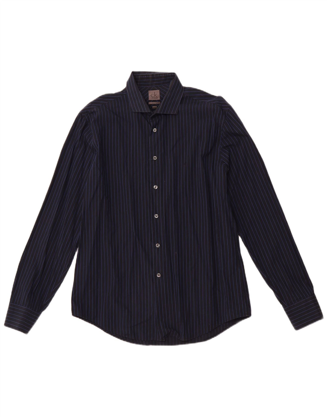 CALVIN KLEIN Camicia slim fit da uomo taglia 16 41 Grande cotone a righe blu navy