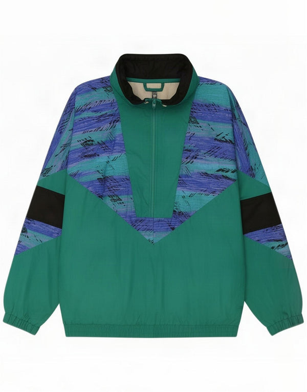 Portofino Mens Zip Neck Pullover Tracksuit Top Large Green Colourblock