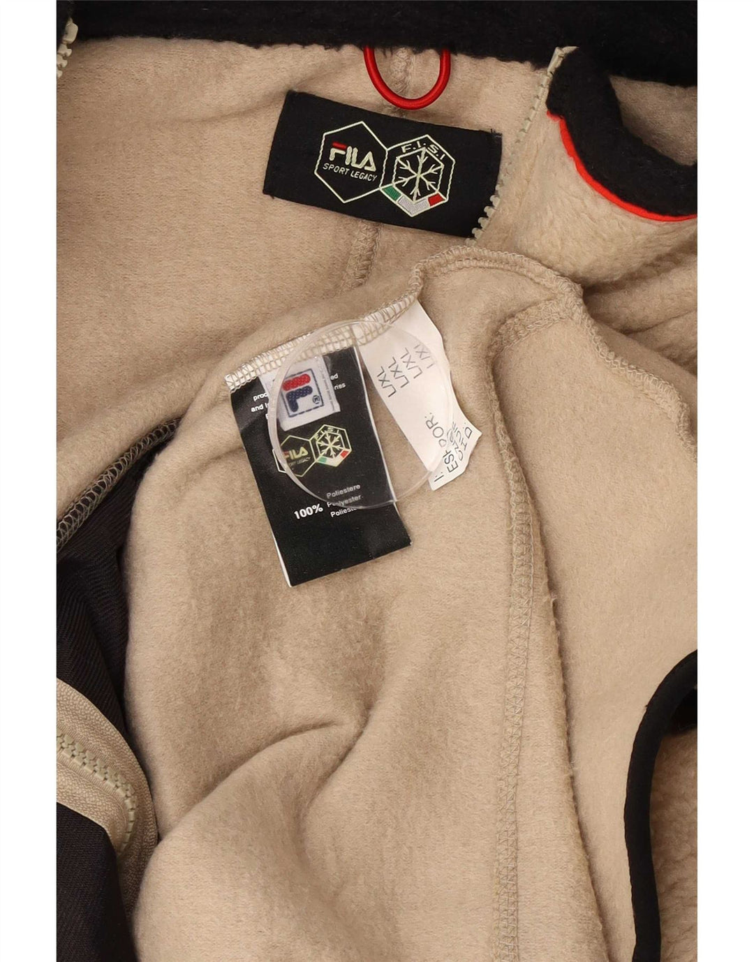 Giacca in pile da uomo Fila UK 40 Large Beige Colourblock Poliestere
