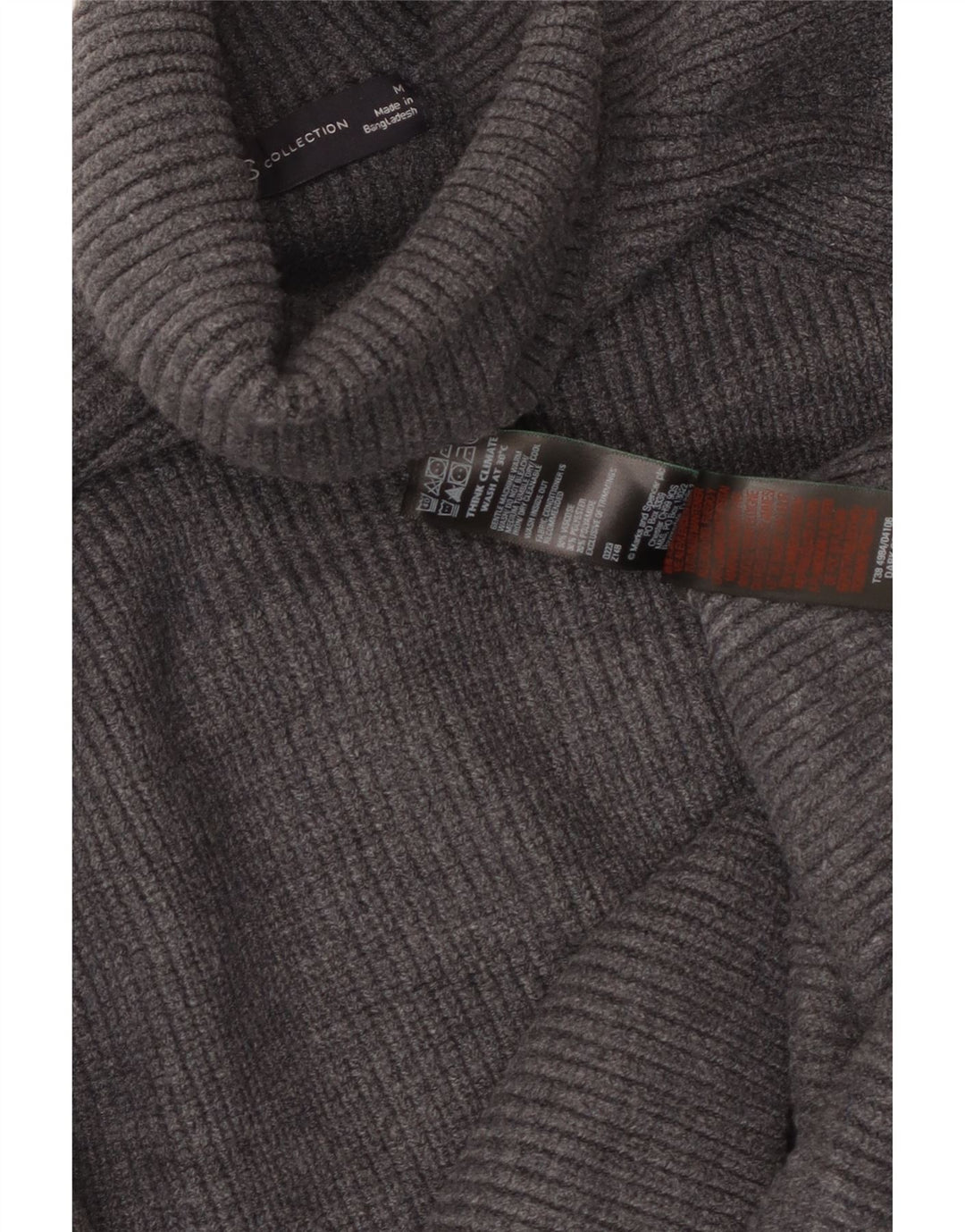 MARKS & SPENCER Maglione corto da donna con collo alto UK 12 Grigio medio