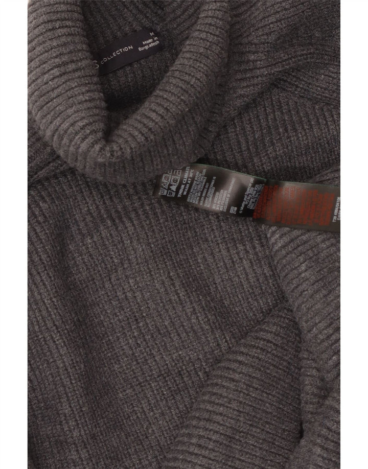 MARKS & SPENCER Maglione corto da donna con collo alto UK 12 Grigio medio