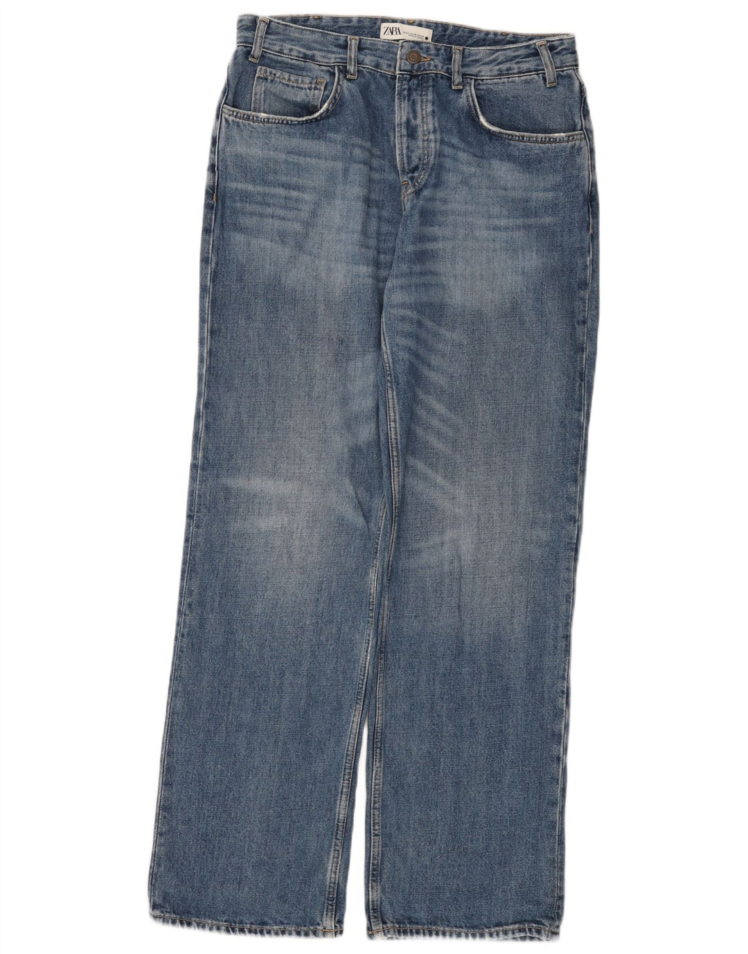 Jeans dritti da donna Zara EU 42 Large W32 L31 cotone blu