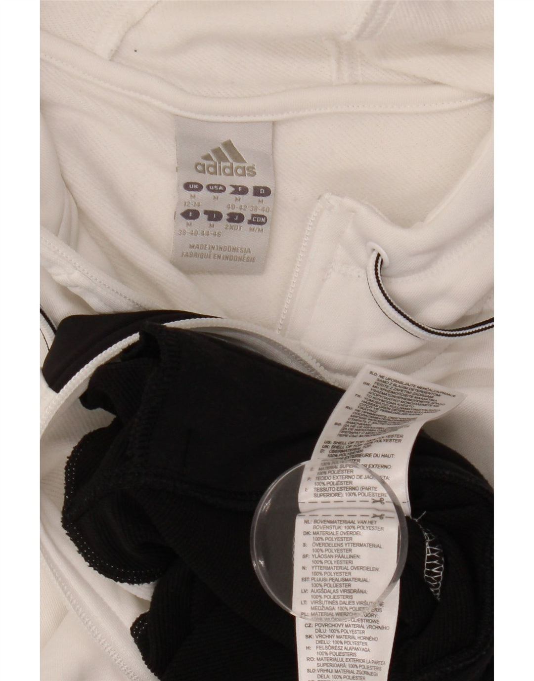 Felpa con cappuccio e zip da donna ADIDAS UK 12/14 Colorblock bianco medio