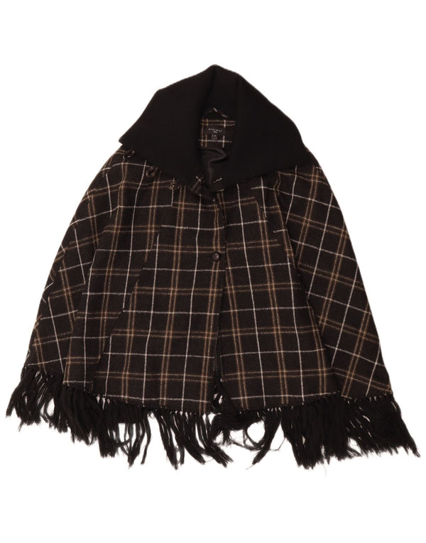 Cappotto poncho da donna Project UK 10 piccolo poliestere a quadri marrone
