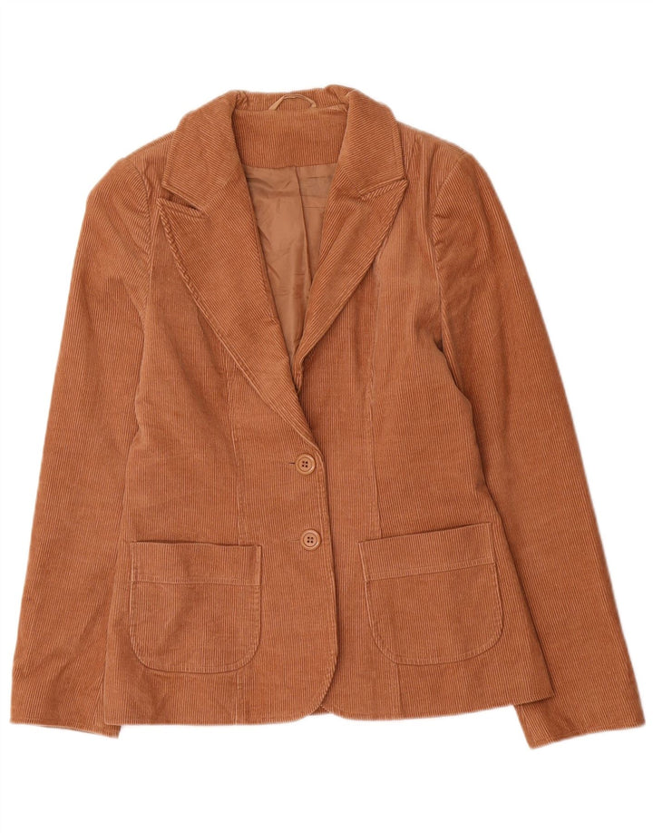 Giacca blazer in velluto a coste a 2 bottoni da donna Topshop UK 10 piccola in cotone marrone
