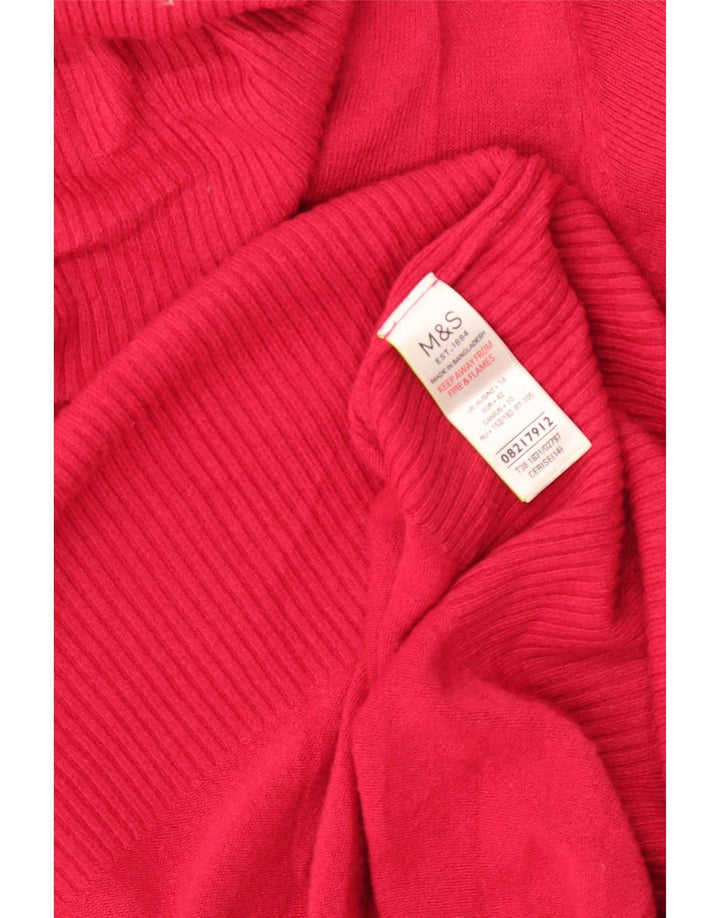 Maglione maglione a collo alto da donna Marks & Spencer UK 14 grande acrilico rosa