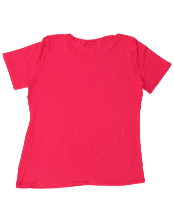 Benetton Womens Graphic T-Shirt Top UK 18 XL Pink Cotton