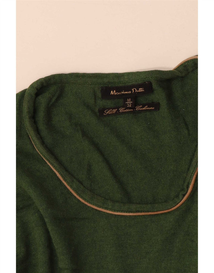 Massimo Dutti Maglione da donna con scollo a barchetta UK 12 Seta verde medio