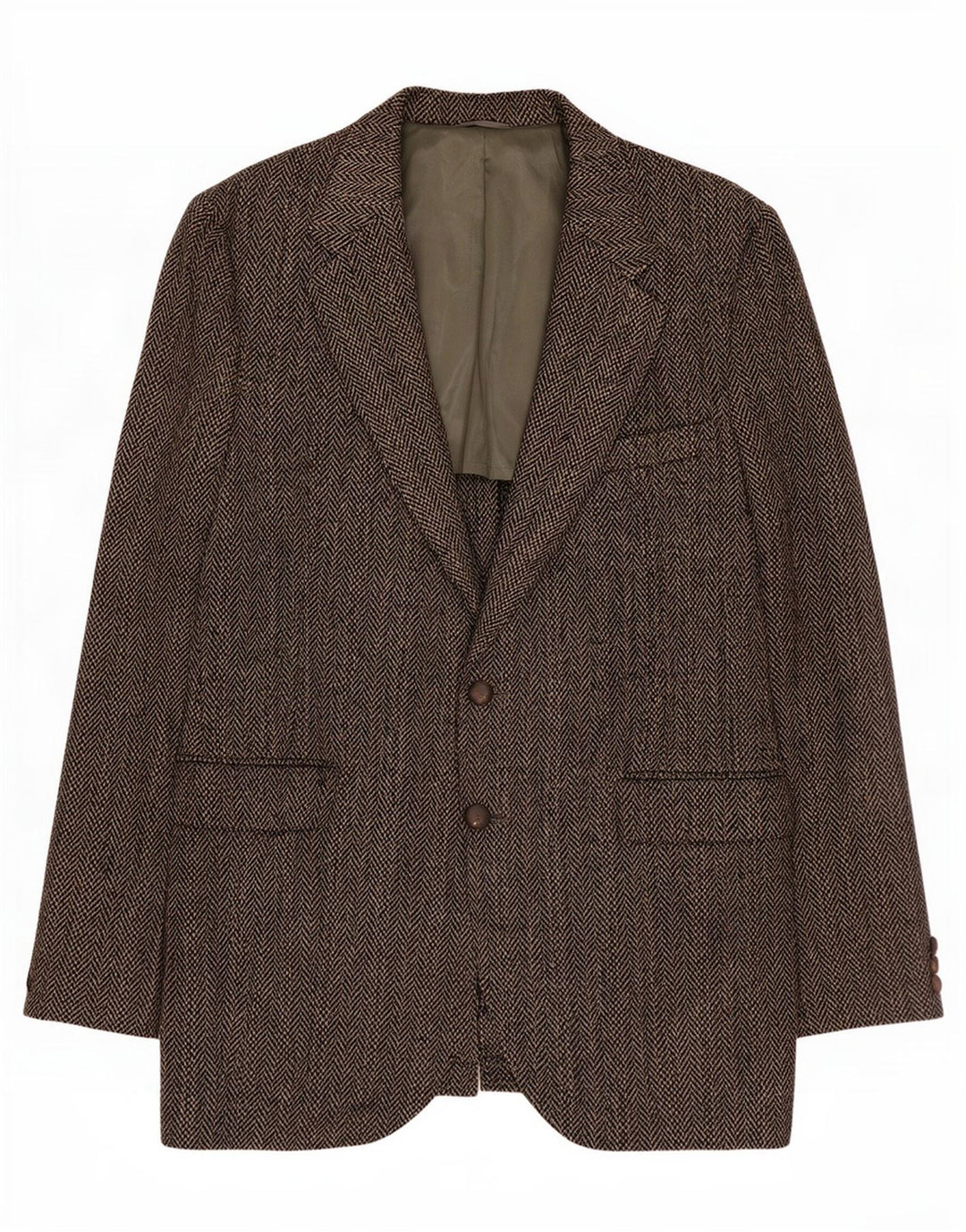 Giacca blazer a 2 bottoni da uomo Harris Tweed UK 40 grande lana a spina di pesce grigia