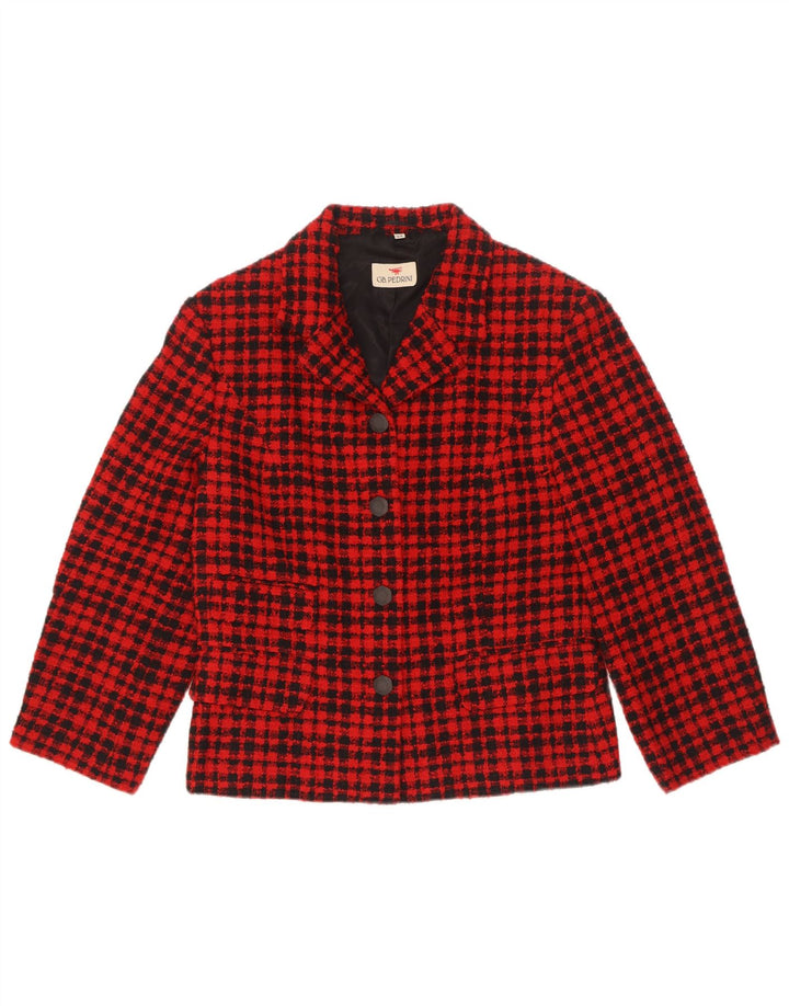 GB.PEDRINI Giacca Blazer 4 Bottoni Donna IT 44 Check Rosso Medio