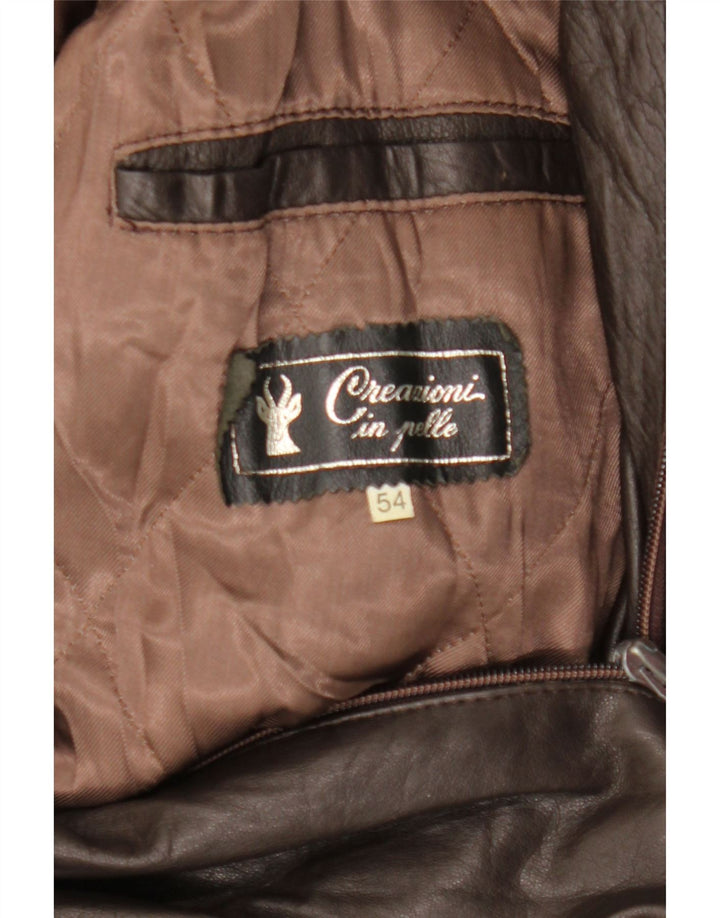 Giacca in pelle da uomo VINTAGE IT 54 2XL Pelle marrone