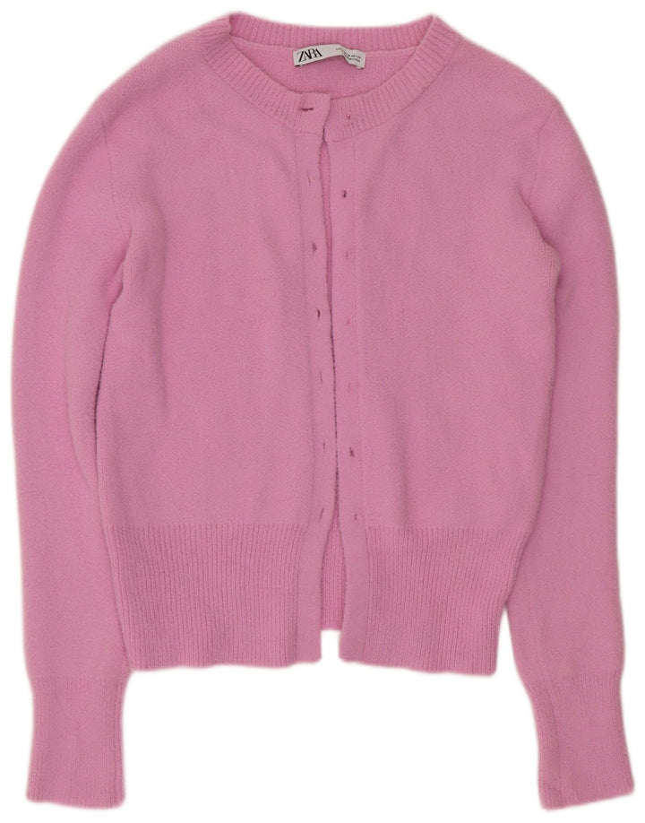 Maglione cardigan da donna Zara UK 12 poliammide rosa medio