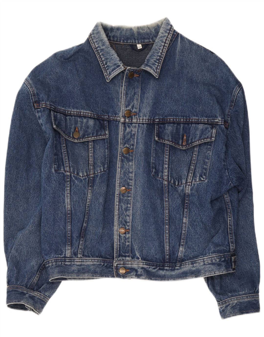 Giacca di jeans vintage da uomo IT 52 XL in cotone blu