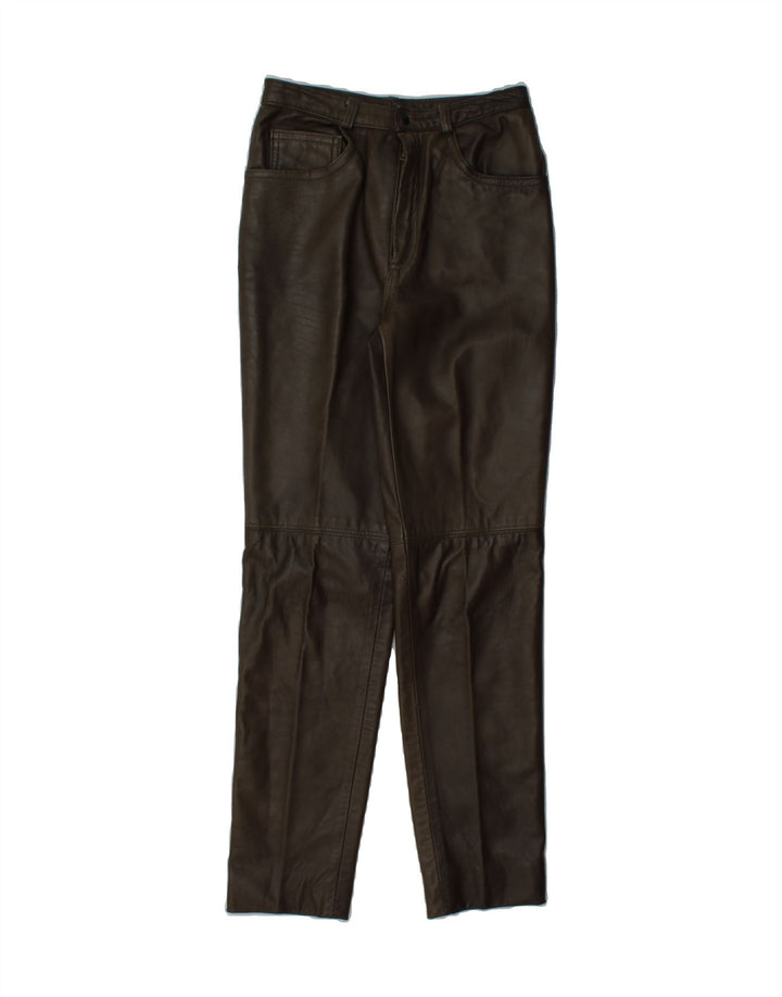 VINTAGE Womens Leather Casual Trousers IT 42 Medium W26 L30 Brown Vintage Vintage and Second-Hand Vintage from Messina Hembry 