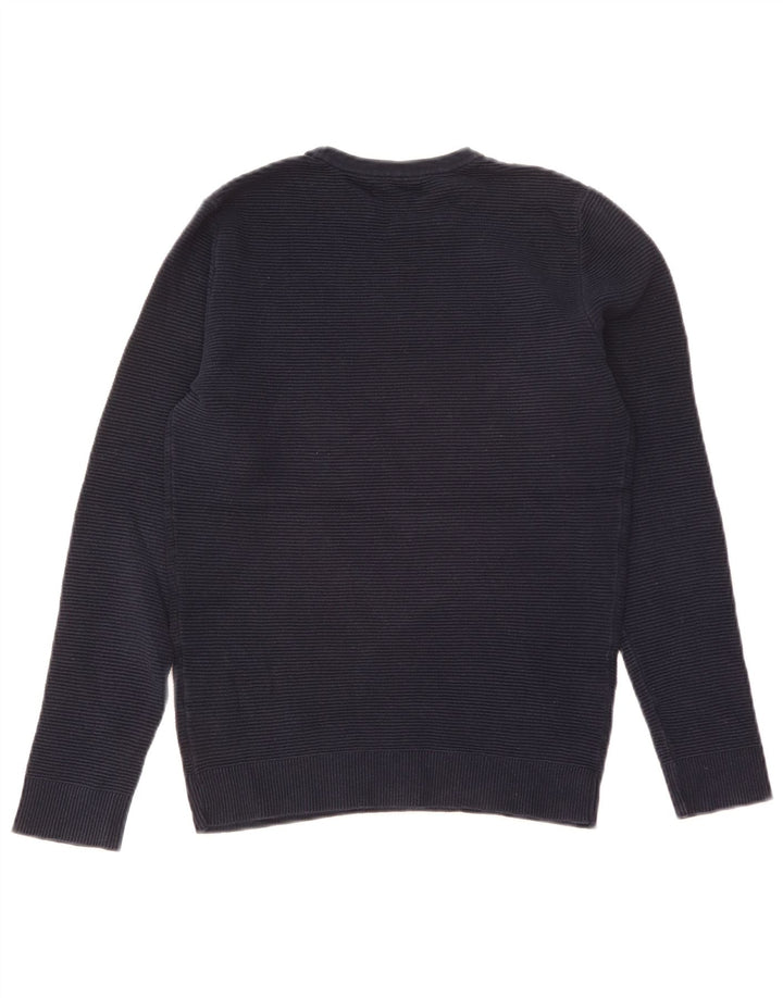 Maglione maglione girocollo da uomo Zara piccolo in cotone blu navy