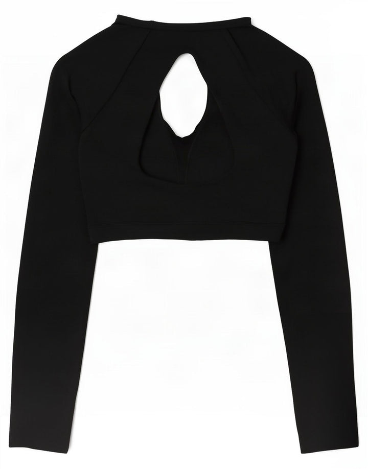 Top corto da donna Nike manica lunga UK 20 2XL poliestere nero