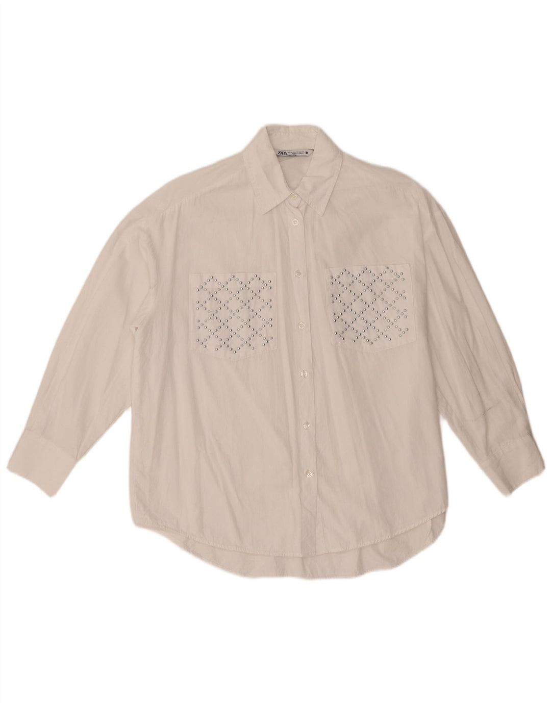 Camicia oversize da donna Zara UK 6 XS cotone bianco