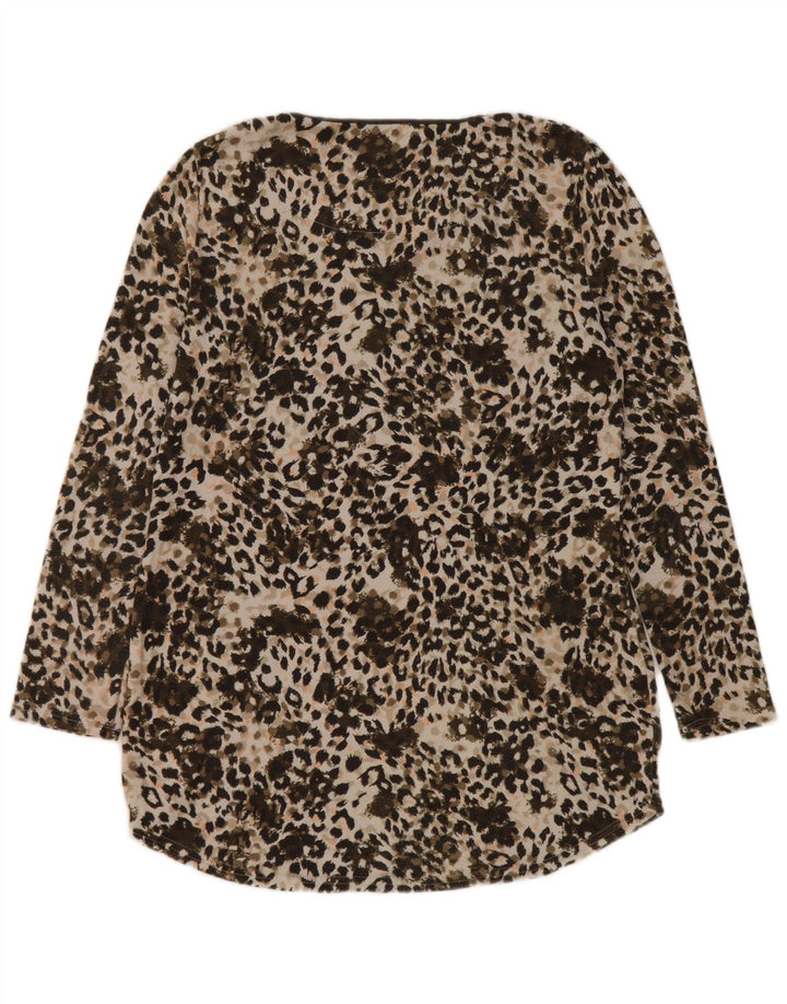 Top tunica da donna Marks & Spencer UK 12 medio kaki stampa animalier