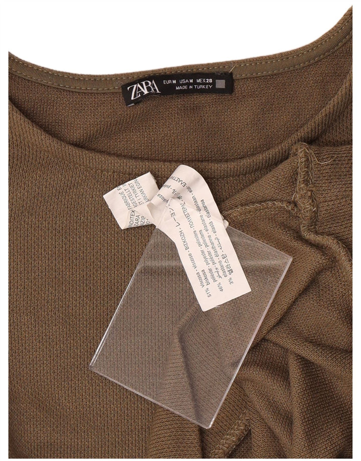 Felpa da Donna ZARA Maglione UK 12 Viscosa Marrone Medio