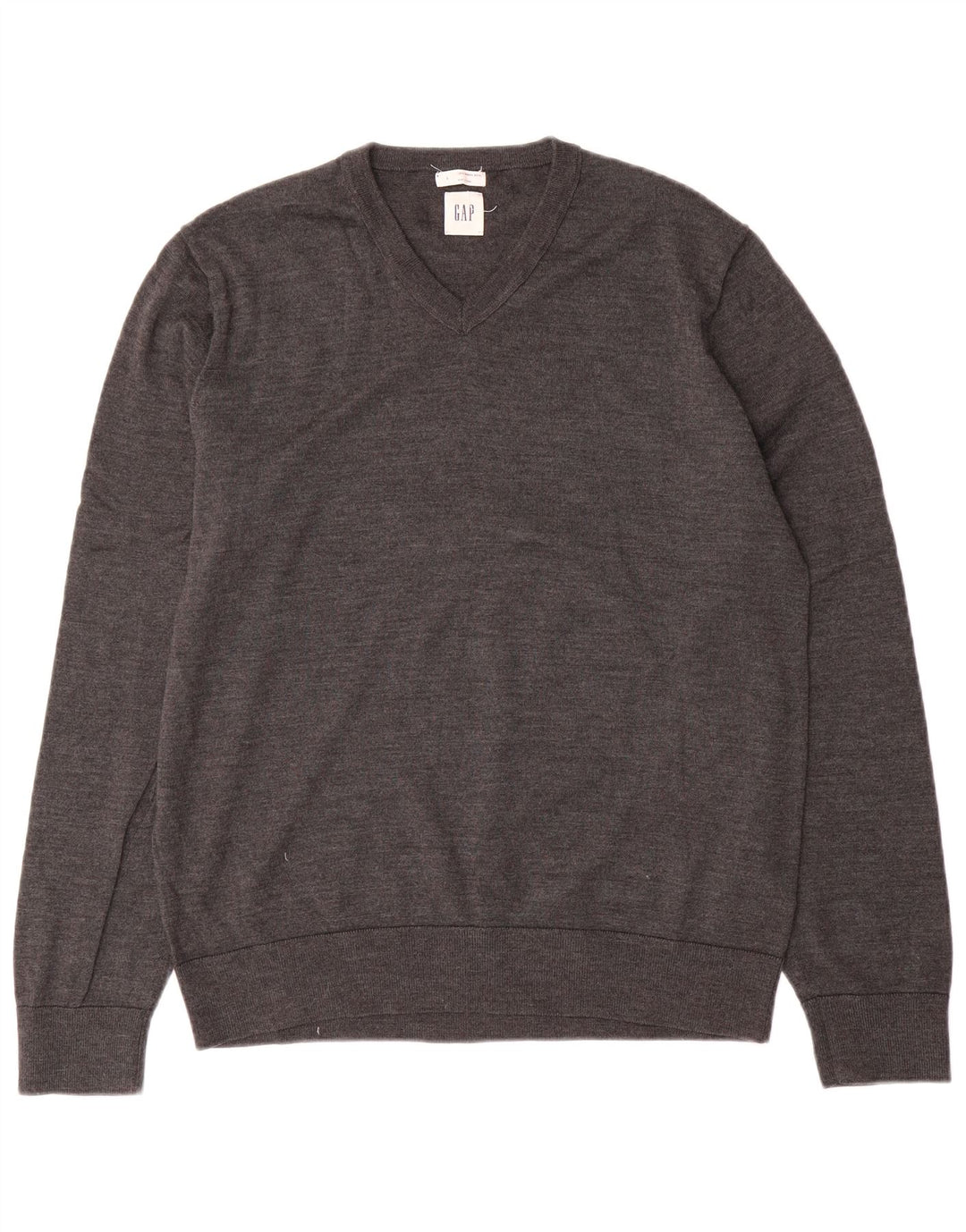 Maglione Gap da uomo con scollo a V, grande, in lana grigia
