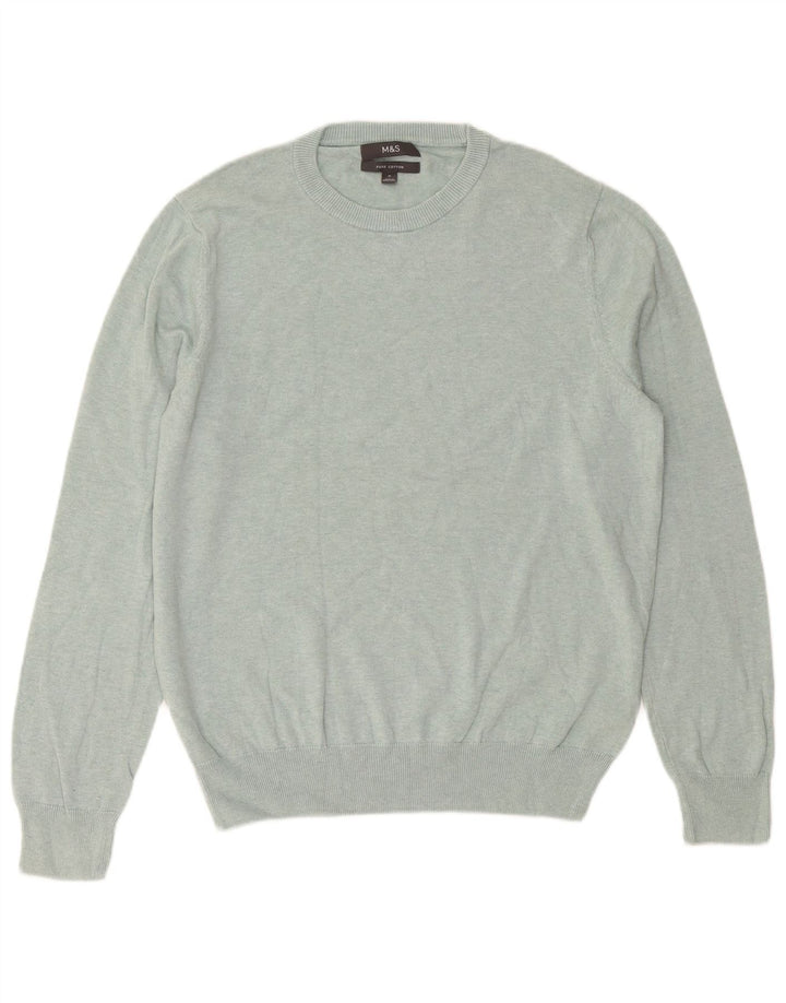 Maglione maglione girocollo da uomo Marks & Spencer in cotone verde medio