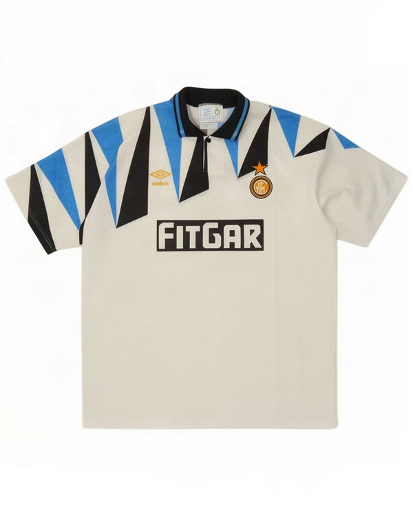 Maglia da calcio Umbro da trasferta Inter Milan 1991-92 XL Bianca geometrica