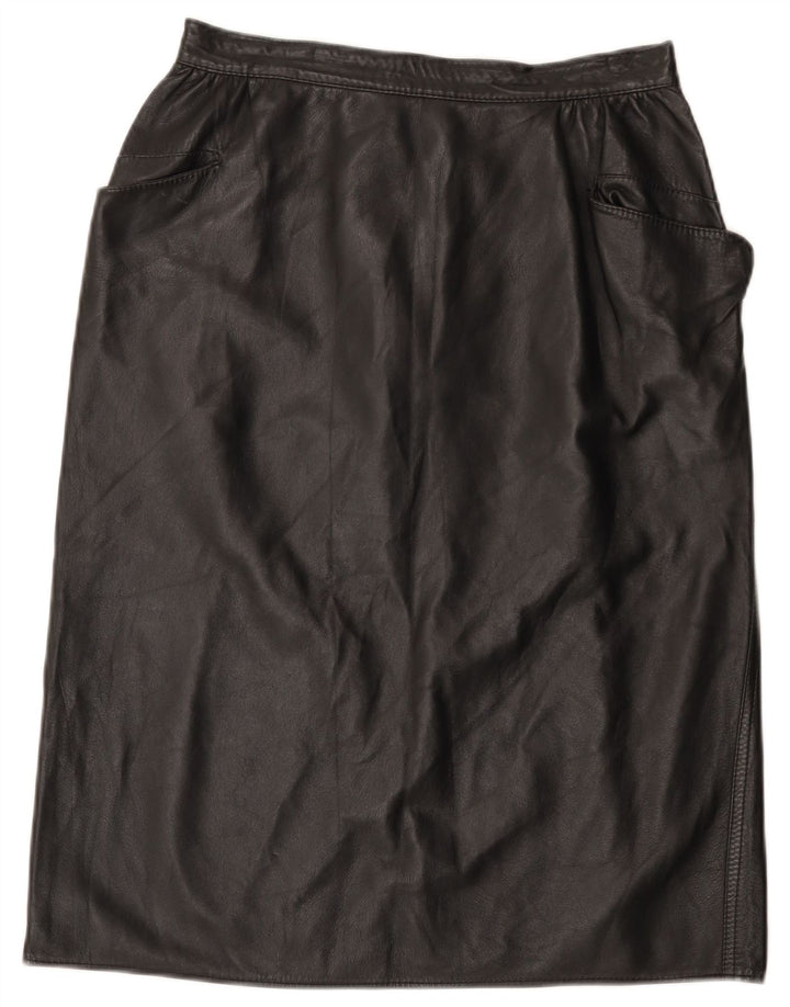 Gonna in pelle vintage da donna W30 media nera