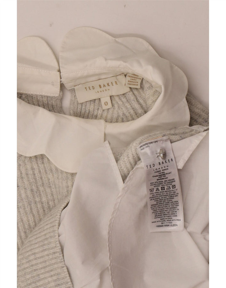 Maglione maglione girocollo oversize da donna Ted Baker US 0 2XS lana grigia