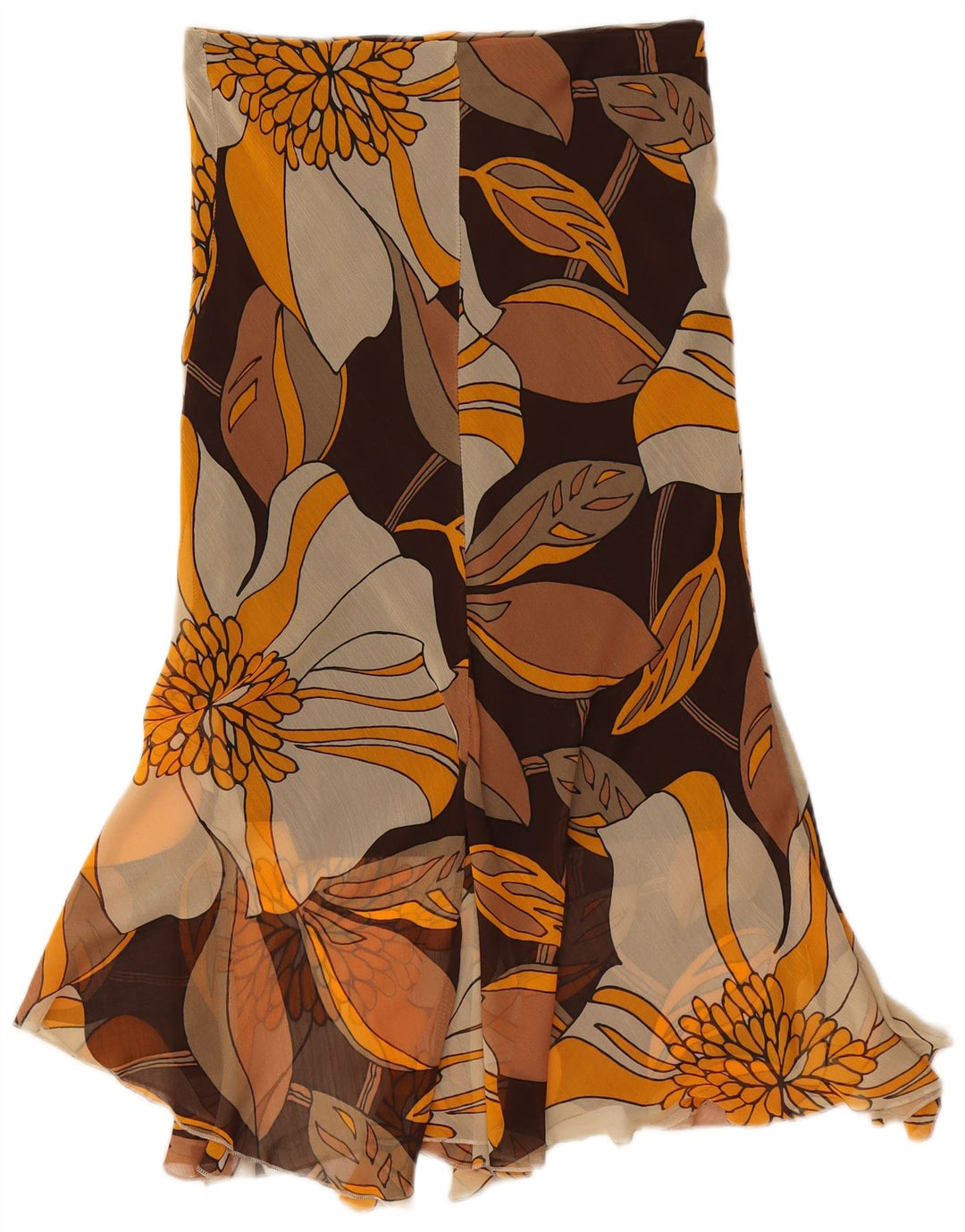 Gonna asimmetrica da donna vintage grande W30 in poliestere floreale multicolore