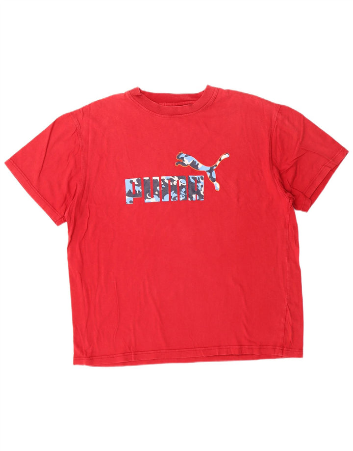 T-shirt grafica da uomo Puma Top grande in cotone rosso