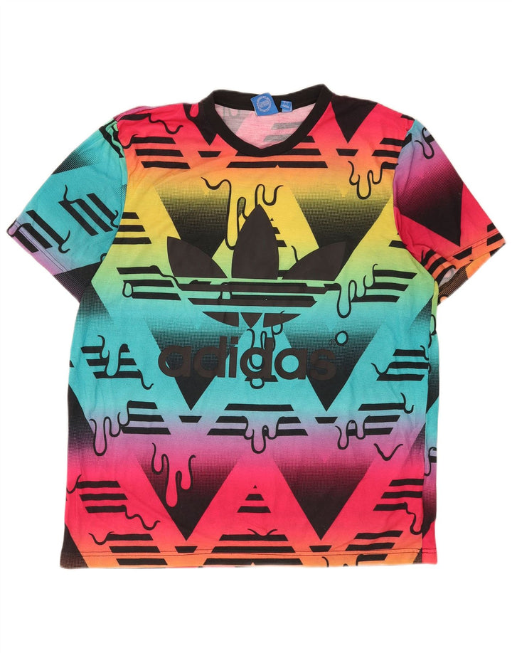 T-shirt grafica da uomo Adidas Top grande in poliestere multicolore