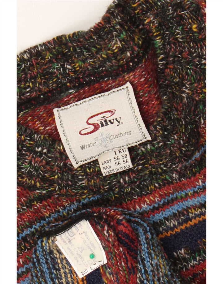 Maglione maglione girocollo da uomo Silvy IT 56 2XL Lana a righe multicolore