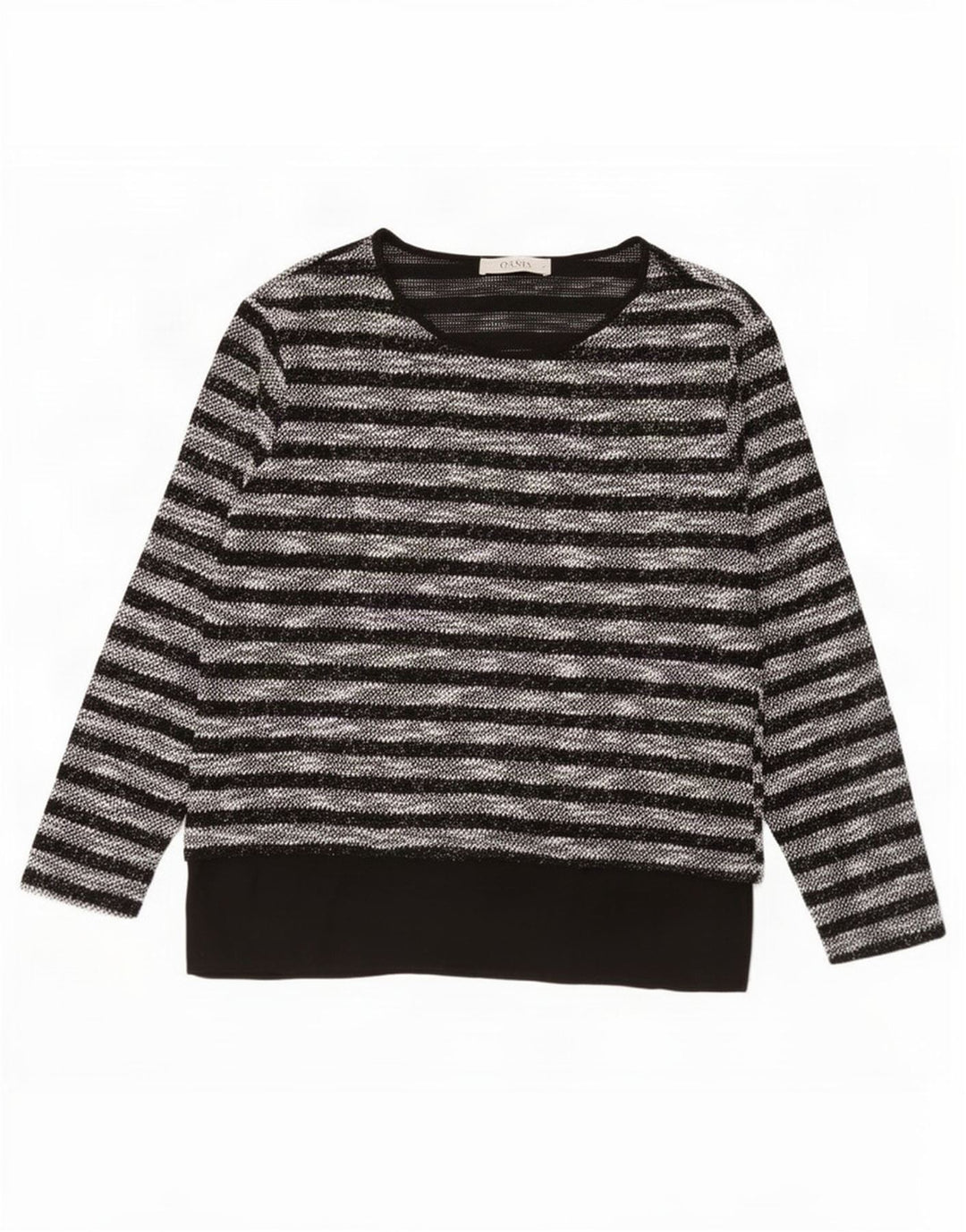 Top da donna a maniche lunghe Oasis UK 12 Poliestere a righe nere medie