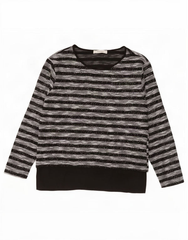 Top da donna a maniche lunghe Oasis UK 12 Poliestere a righe nere medie