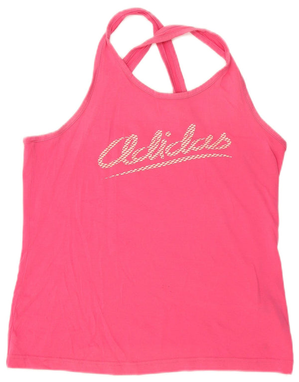 Canottiera grafica da donna Adidas UK 12 cotone rosa medio