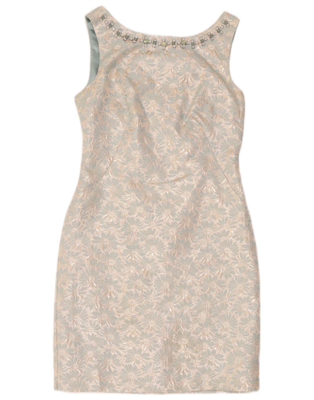 Abito tubino senza maniche da donna Monsoon UK 12 Poliestere floreale blu medio