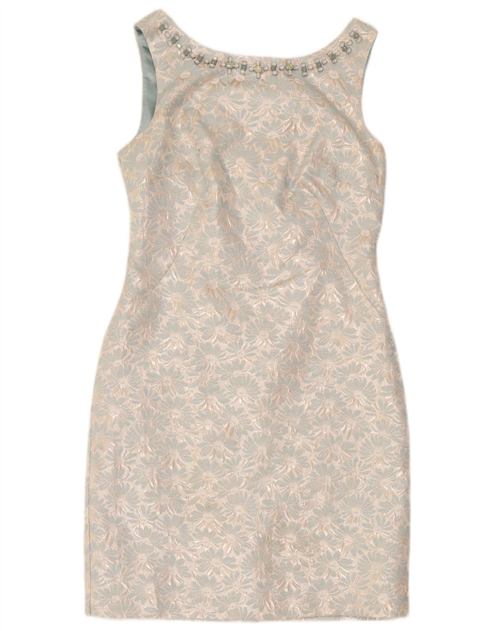 Abito tubino senza maniche da donna Monsoon UK 12 Poliestere floreale blu medio