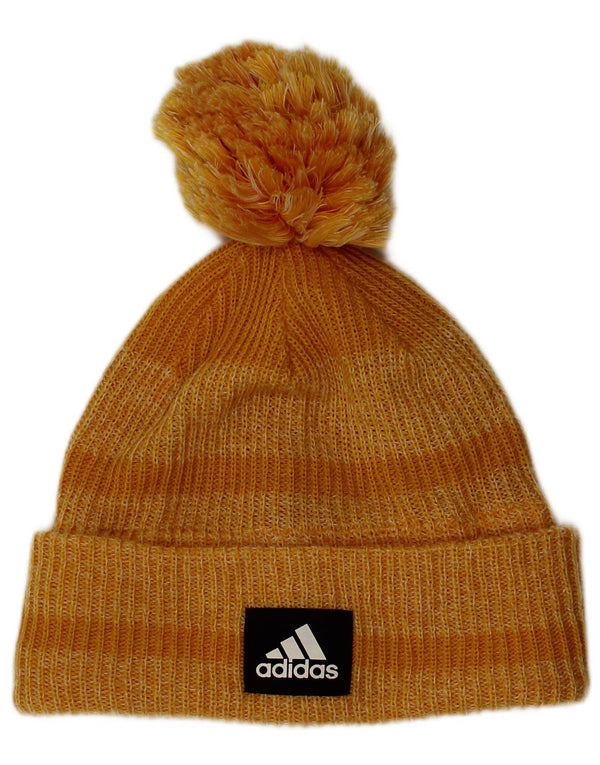 Cappello Adidas da donna in maglia con pompon, taglia unica, in acrilico a strisce gialle