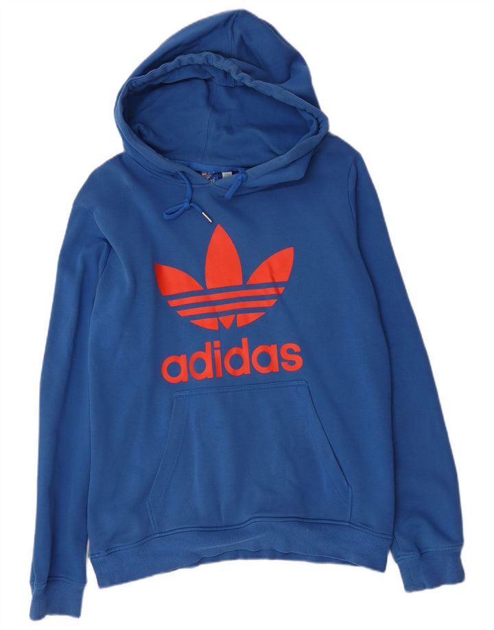 Felpa con cappuccio grafica da uomo Adidas in cotone blu medio