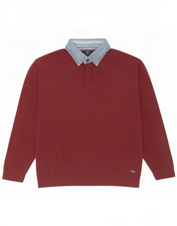 Marks & Spencer Mens Blue Harbour Polo Neck Jumper Sweater Large Maroon