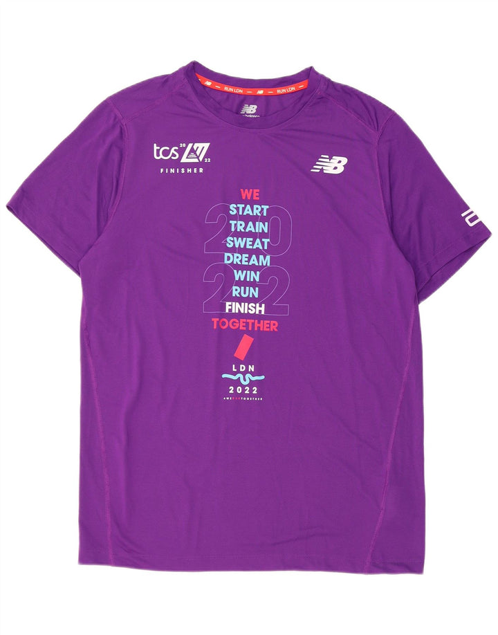 T-shirt grafica da uomo New Balance Top in poliestere viola medio