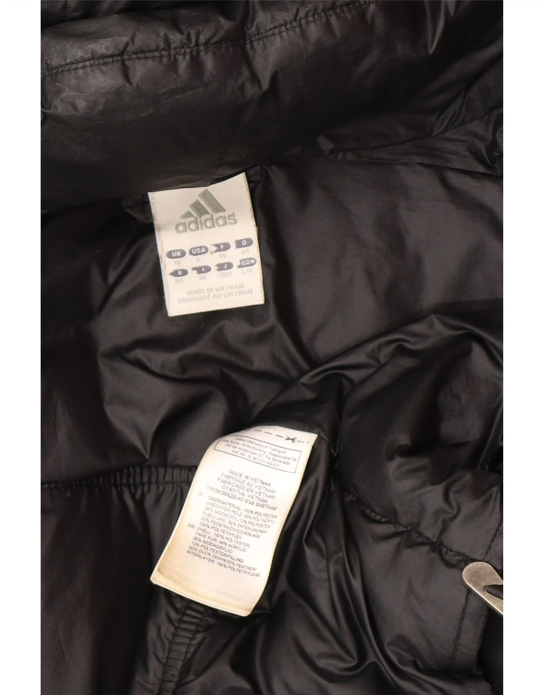 Giacca imbottita con cappuccio oversize da donna Adidas UK 18 XL poliestere nero