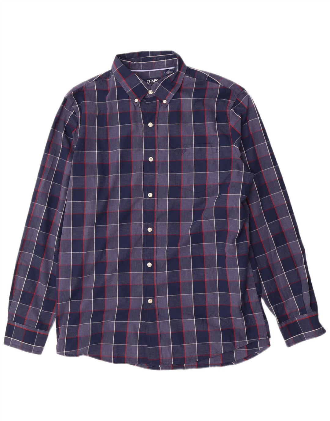 Chaps Camicia da uomo Easy Care, grande, in cotone a quadri blu navy