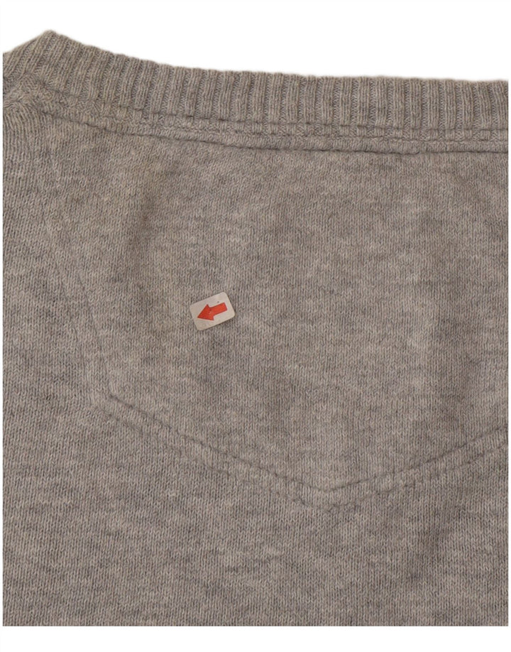 Maglione da uomo con scollo a V Fat Face in cotone grigio medio